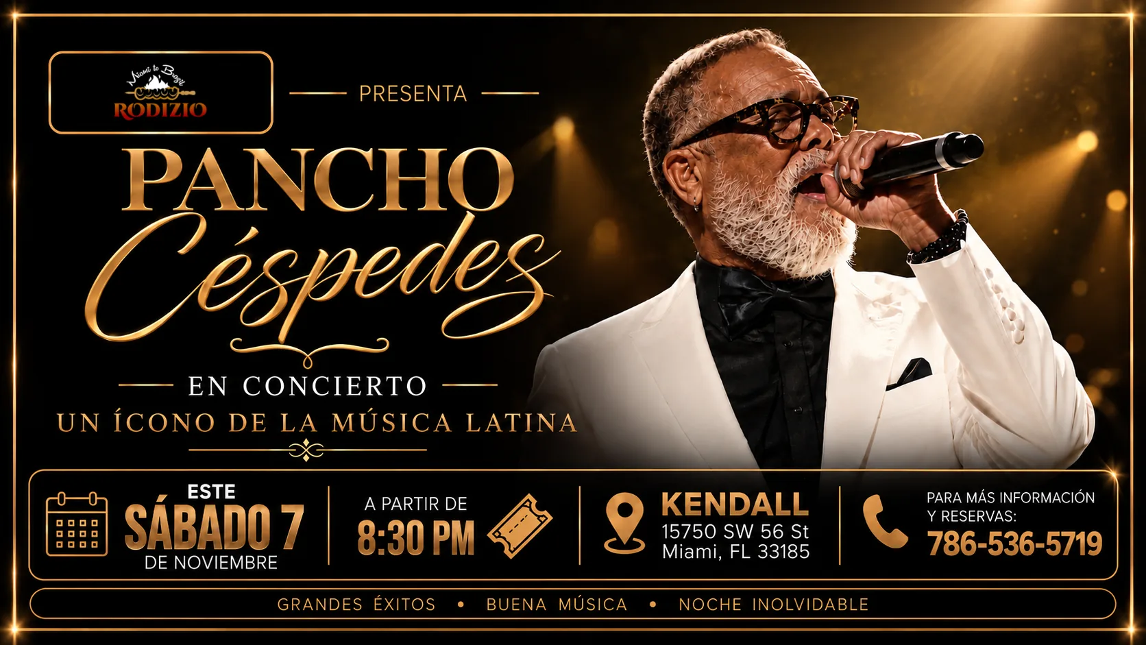 Pancho Céspedes en Concierto event artwork for Miami to Brazil Rodizio Kendall